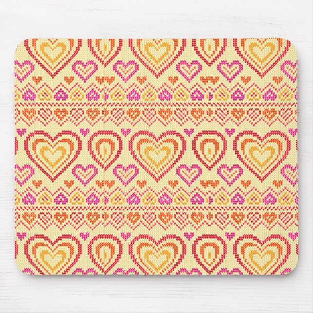 Valentine's Day Knitted Pattern Mouse Mat (Front)