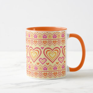 Valentine's Day Knitted Pattern Mug