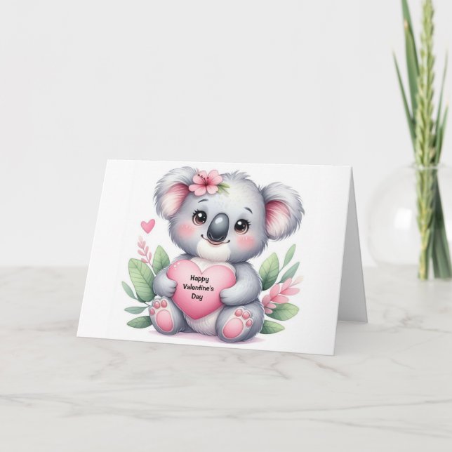 Valentine's Day Koala Bear Holiday Card (Front)