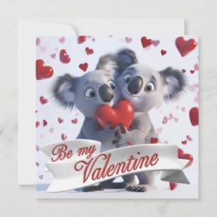 Valentine's day Koala bears Flat Holiday Card
