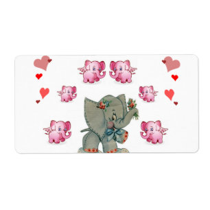 Valentine's Day Labels Elephant