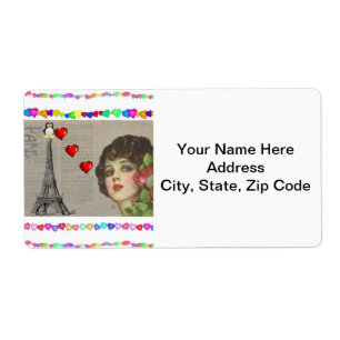 Valentine's Day Labels Heart Penguin Hearts