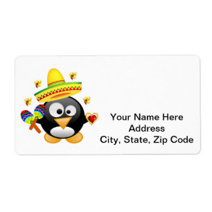 Valentine's Day Labels Heart Penguin Hearts