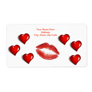 Valentine's Day Labels Hearts