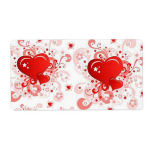 Valentine's Day Labels Hearts