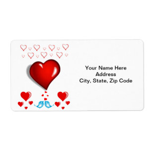 Valentine's Day Labels Hearts Blue Birds