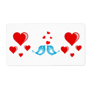 Valentine's Day Labels Hearts Love Birds
