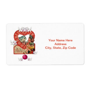 Valentine's Day Labels Kitten
