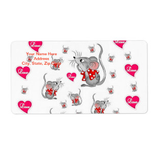 Valentine's Day Labels Mice