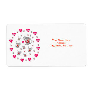 Valentine's Day Labels Mice