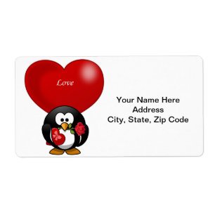 Valentine's Day Labels Penguin