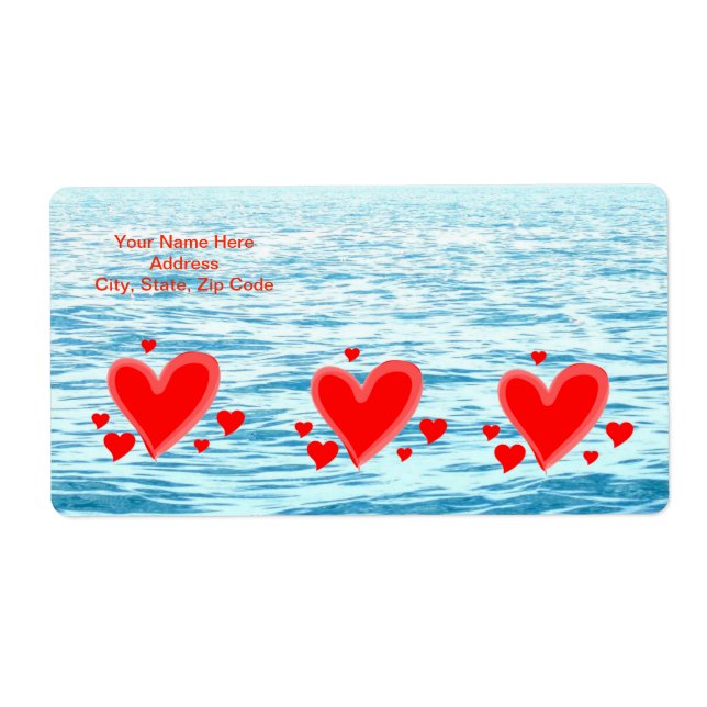Valentine's Day Labels Sea of Love Hearts (Front)