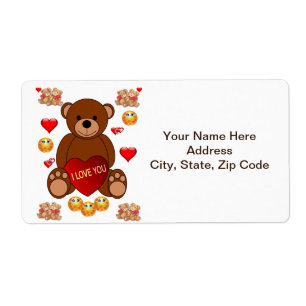 Valentine's Day Labels Teddy Bear