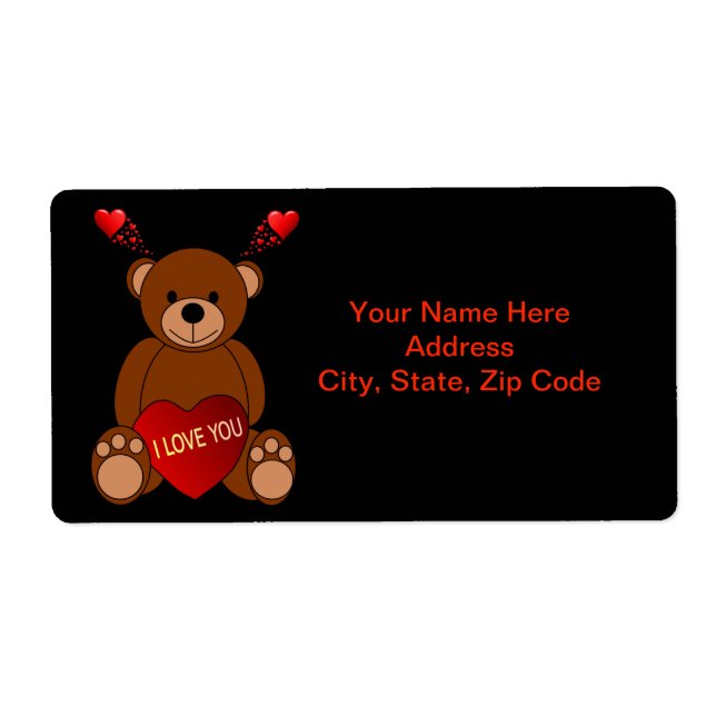 Valentine's Day Labels Teddy Bear (Front)
