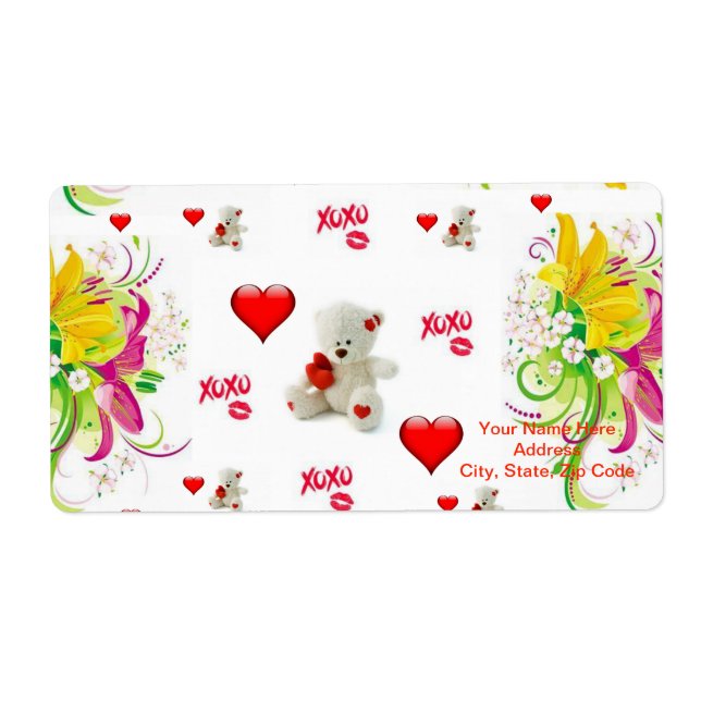 Valentine's Day Labels Teddy Bear (Front)