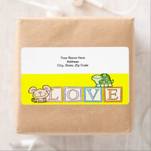 Valentine's Day Labels Turtle Yellow