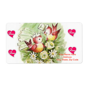 Valentine's Day Labels Vintage Bird