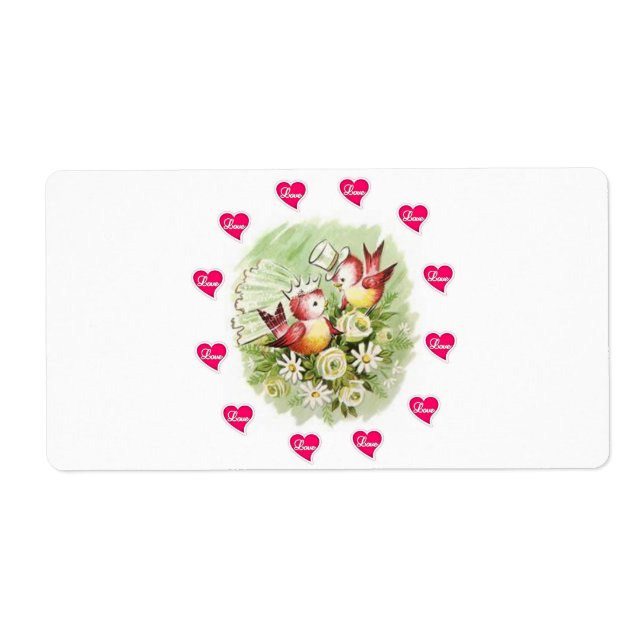 Valentine's Day Labels Vintage Bird (Front)