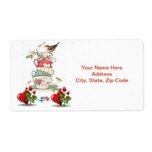 Valentine's Day Labels Vintage Bird
