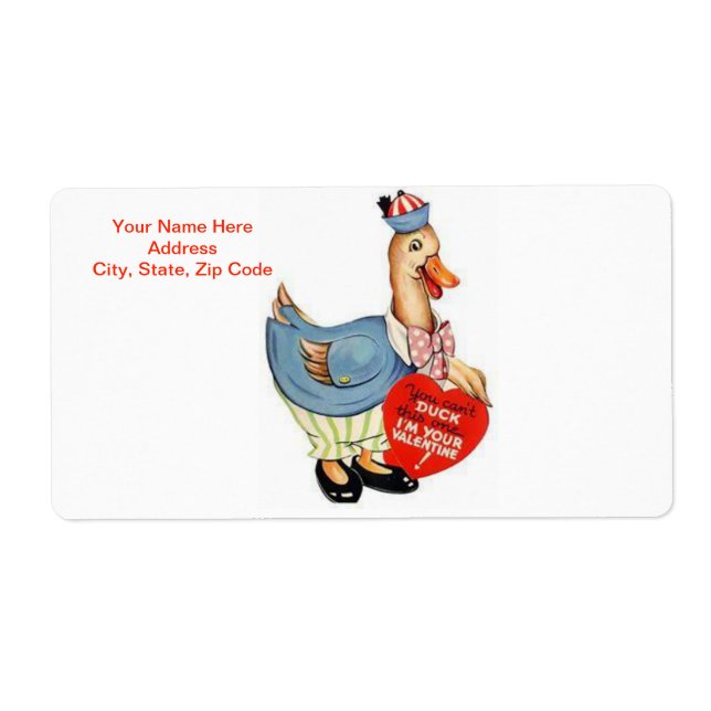Valentine's Day Labels Vintage Duck (Front)