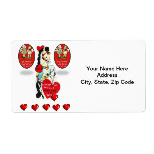 Valentine's Day Labels Vintage Horse