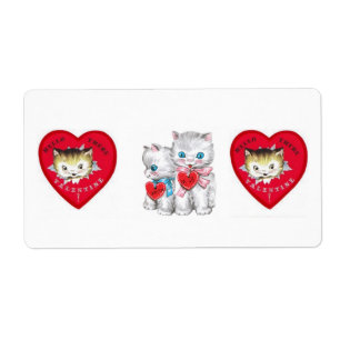 Valentine's Day Labels Vintage Kitten