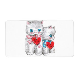 Valentine's Day Labels Vintage Kitten