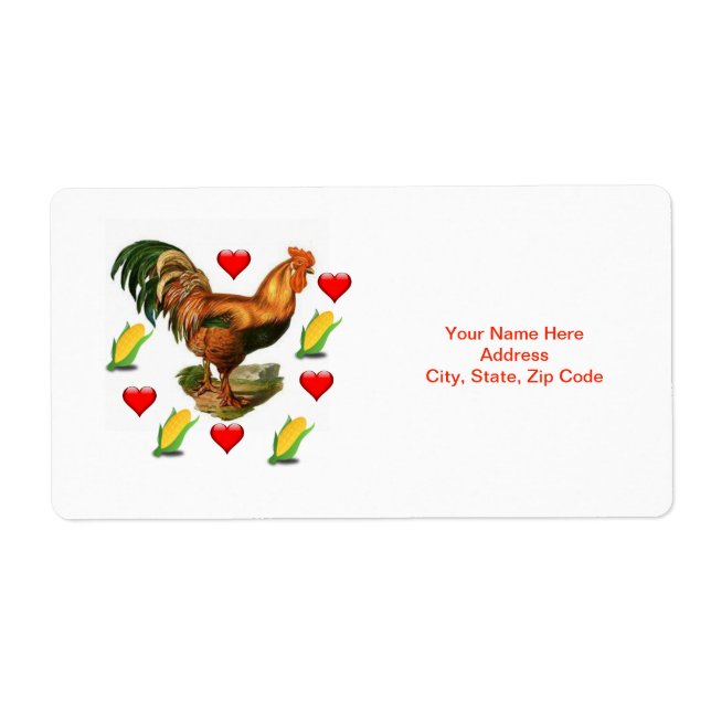 Valentine's Day Labels Vintage Rooster (Front)