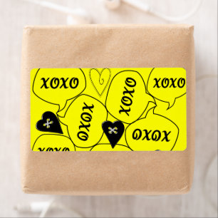 Valentine's Day Labels Yellow Xoxo