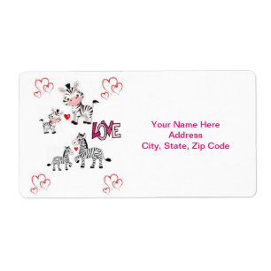 Valentine's Day Labels Zebra