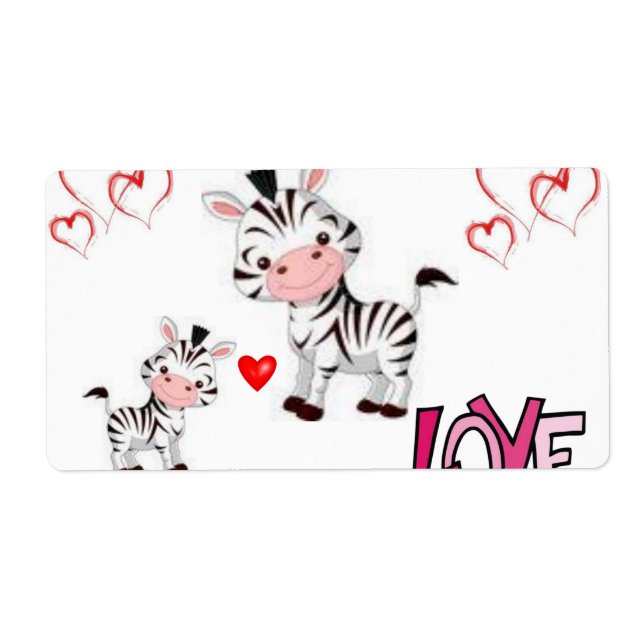 Valentine's Day Labels Zebra (Front)