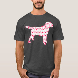 Valentines Day Labrador Dog Love Hearts Dog Puppy  T-Shirt