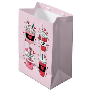 Valentines Day Latte Coffee Lover Medium Gift Bag