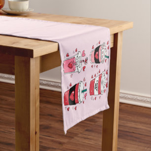Valentines Day Latte Coffee Lover Short Table Runner