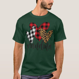 valentines day leopard grandma Buffalo Plaid grand T-Shirt