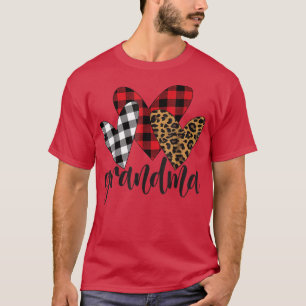 valentines day leopard grandma Buffalo Plaid grand T-Shirt