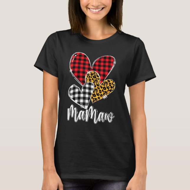 valentines day leopard mamaw Buffalo Plaid mamaw l T-Shirt (Front)