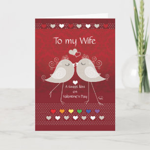 Valentine's Day, Lesbian Wife, Trendy Love Birds Holiday Card
