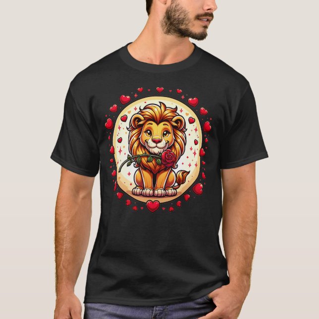 Valentines Day Lion Heart For Men, Women And Kids  T-Shirt (Front)