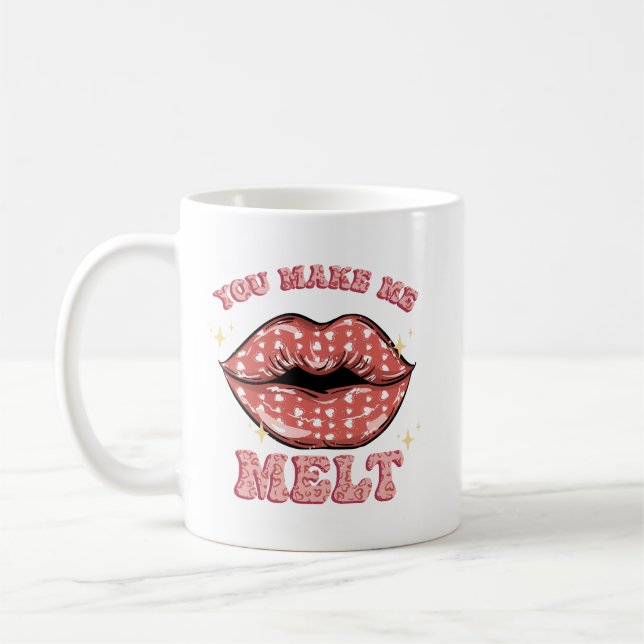 Valentine's Day Lips Kiss Make Me Melt Coffee Mug (Left)