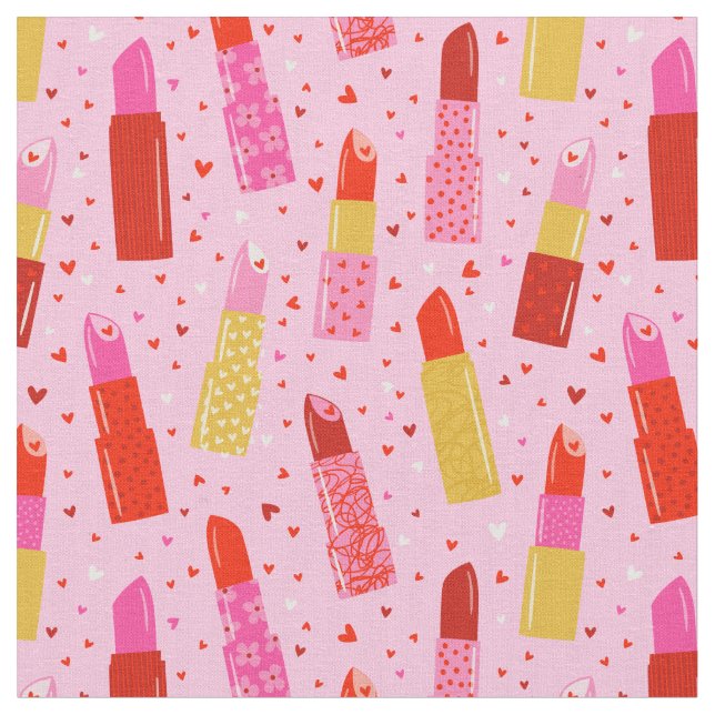 Valentine's Day Lipsticks on pink Fabric (Close Up)