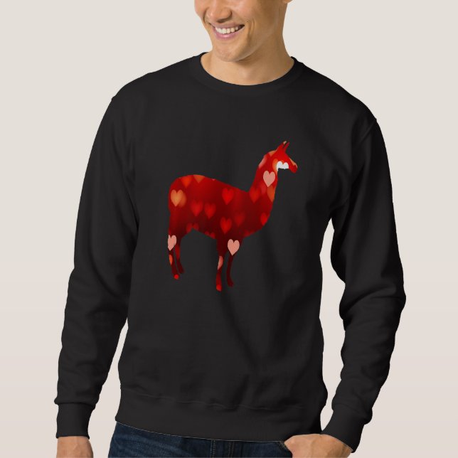 Valentines Day Llama Hearts Sweatshirt (Front)