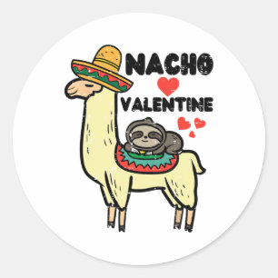 Valentines Day Llama Nacho Valentine Mexican Men W Classic Round Sticker