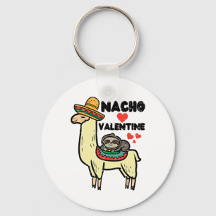 Valentines Day Llama Nacho Valentine Mexican Men W Key Ring