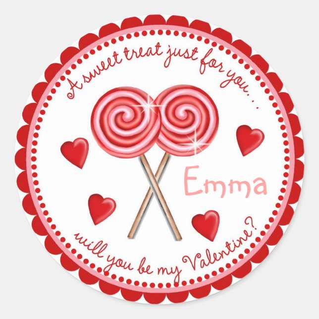 Valentines Day Lollipop Stickers (Front)