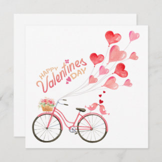 Valentine's Day Love Birds with Bicycle Holiday Card