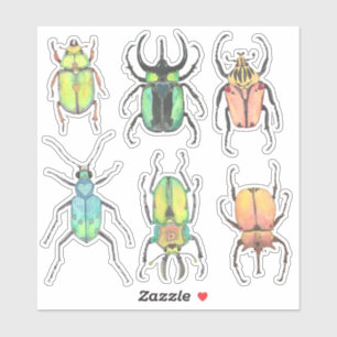 Valentine's Day Love Bugs Watercolor Beetles
