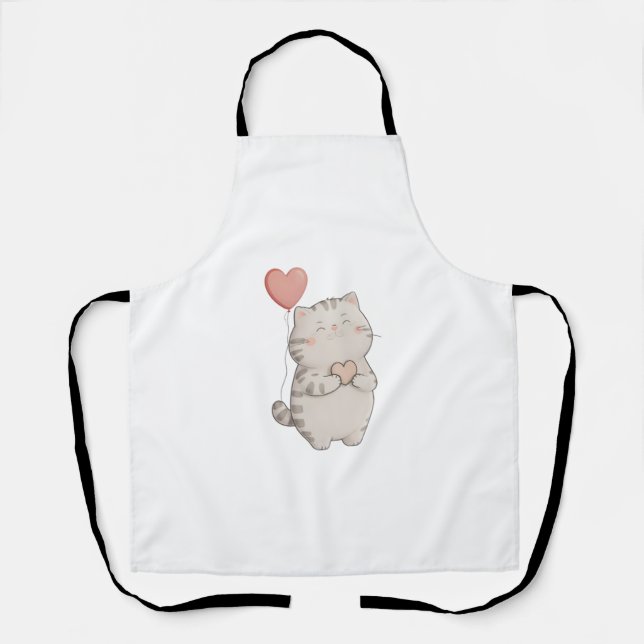 Valentine's Day Love Cat All-Over Print Apron (Front)