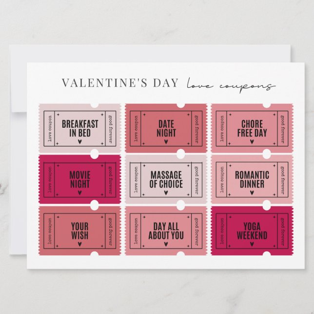 Valentine's Day Love Coupons | Print or Download Invitation (Front)