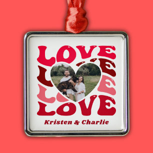 Valentine's Day Love Custom Couple Photo Metal Tree Decoration